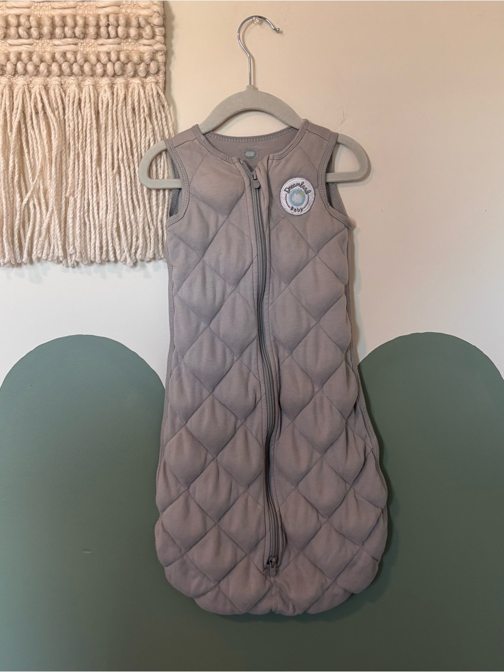 Dreamland Baby Weighted Quilted Sleeveless Baby Sleep Sack in Light Gray